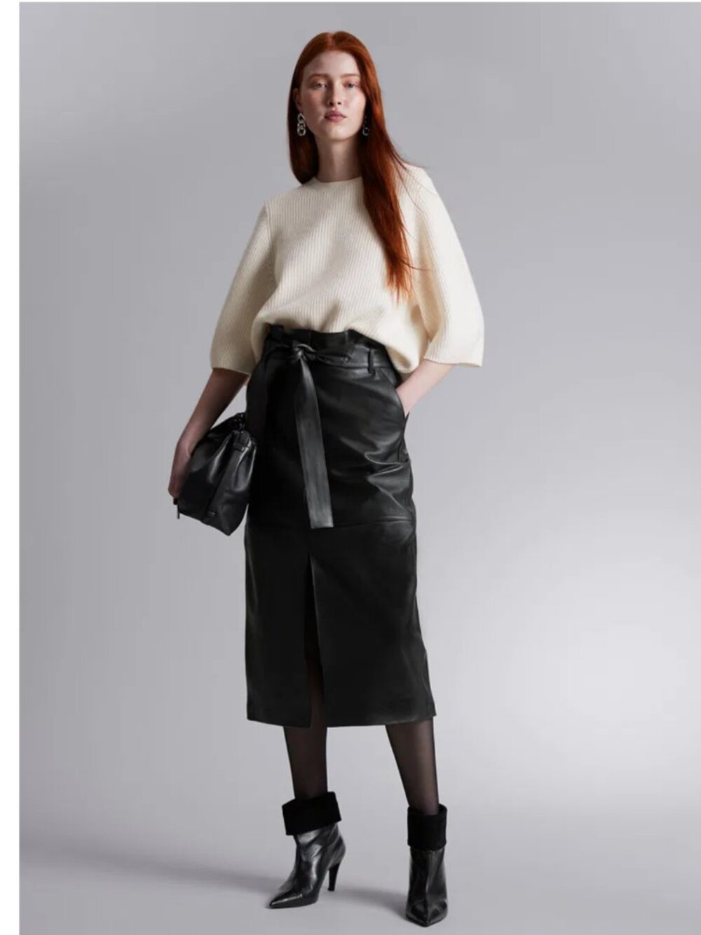 & Other Stories Ribbed Merino Top Size XSmall Relaxed Knit Coastal Capsule
